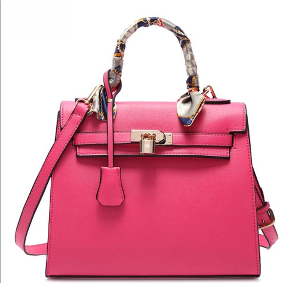 Croc-Embossed Leather Satchel with Padlock Accent – Bonnie Padlock satchel